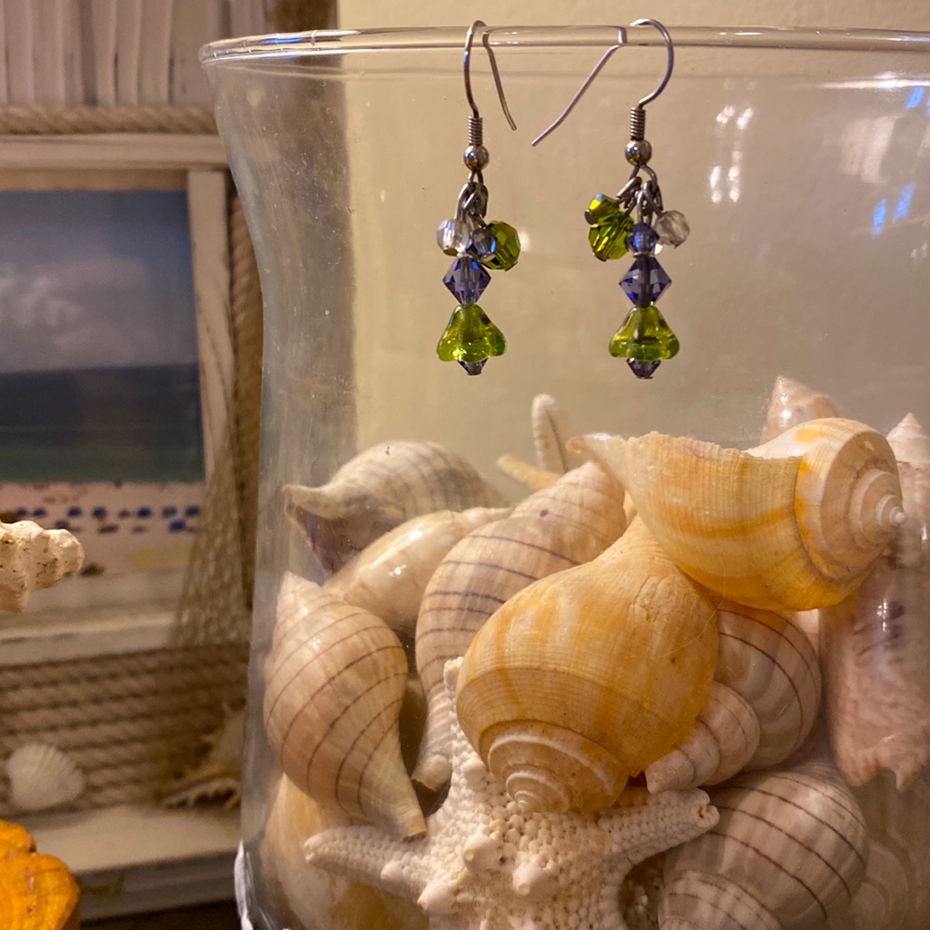 Dangle Beaded Earrings With French Hooks.